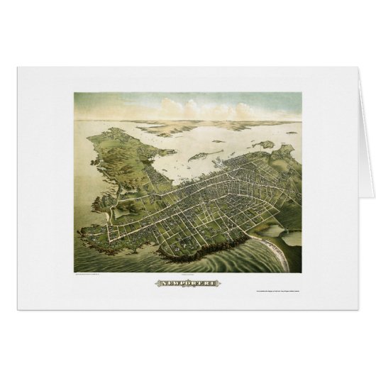 Newport, RI Panoramic Map - 1878 Cards (Front Horizontal)