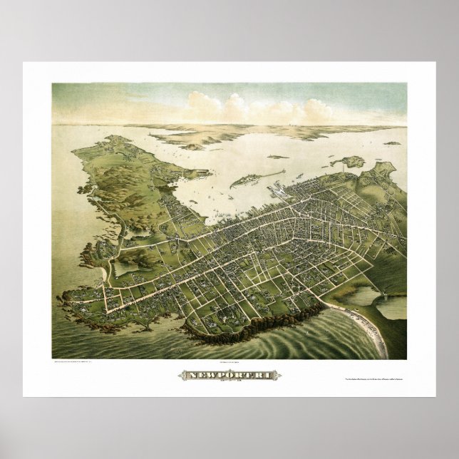 Newport, RI Panoramic Map - 1878 Poster (Front)