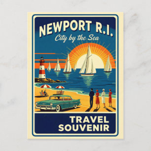 Newport RI Retro Travel Postcard – 1950s Style