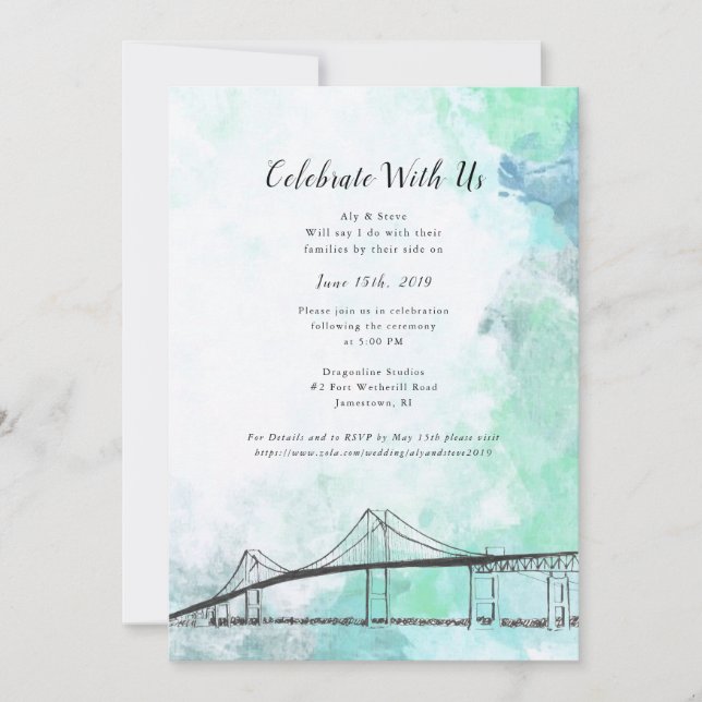 Newport, RI Theme Water Color Invitation (Front)
