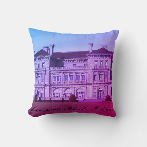 Newport RI Waterfront Cliff Walk Estate Throw Pillow