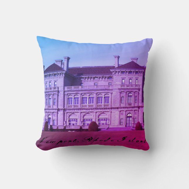 Newport, RI Waterfront Cliff Walk Estate Throw Pillow (Front)