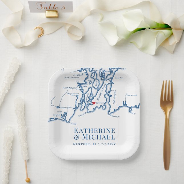 Newport RI Wedding Engagement Party Paper Plates (Wedding)