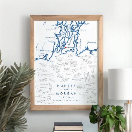 Newport RI Wedding Modern Guest Book Poster