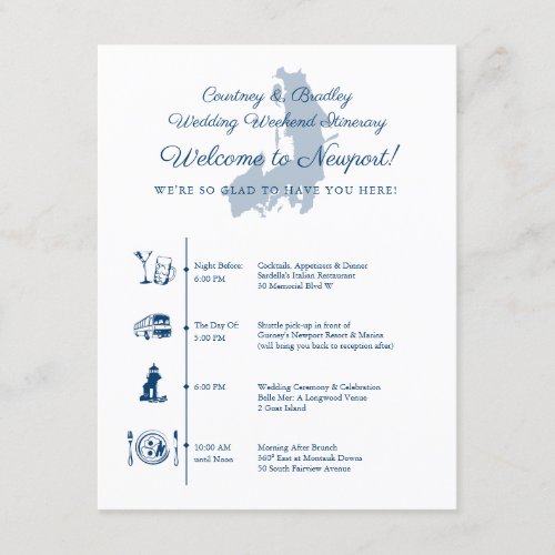 Newport RI Wedding Reception Itinerary Timeline Enclosure Card