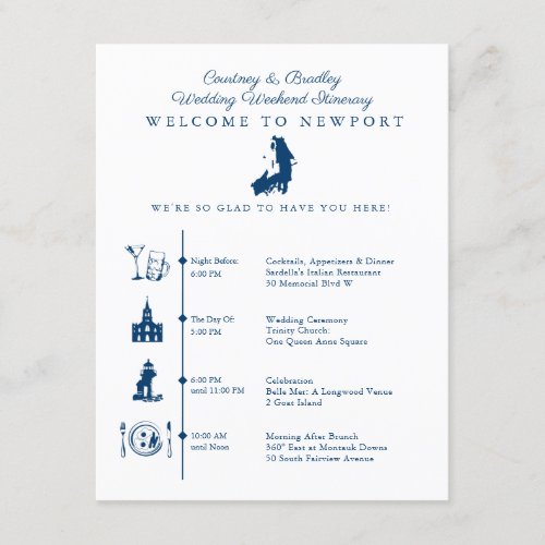 Newport RI Wedding Weekend Itinerary Timeline Encl Enclosure Card