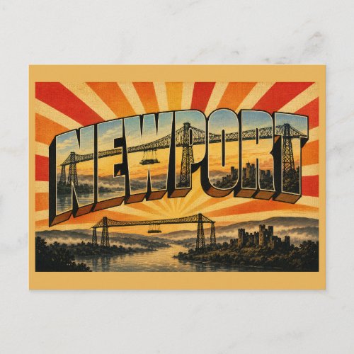 Newport Wales Vintage Travel Art Postcard