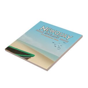 Newquay England Vintage seaside travel poster Ceramic Tile