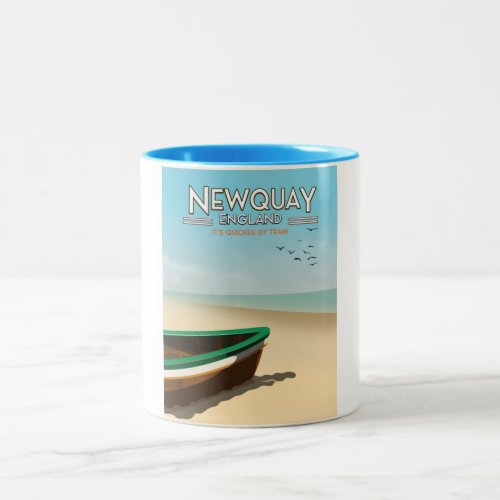 Newquay England Vintage seaside travel poster Two_Tone Coffee Mug