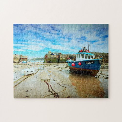 Newquay Harbor Cornwall at Low Tide Jigsaw Puzzle