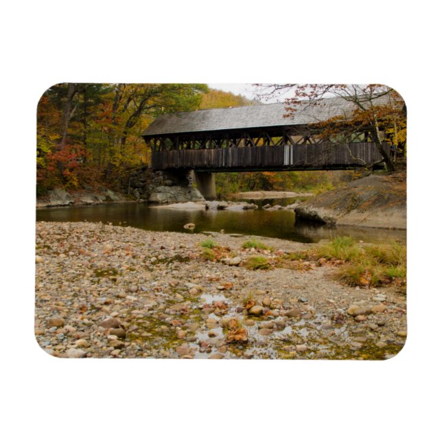 Newry Covered Bridge over river in autumn Magnet (Horizontal)