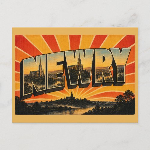 Newry Northern Ireland Cathedral Town Vintage Art Postcard