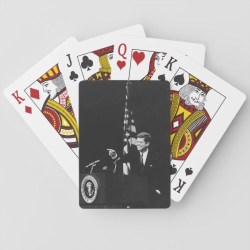 News Conference US President John Kennedy Playing Cards