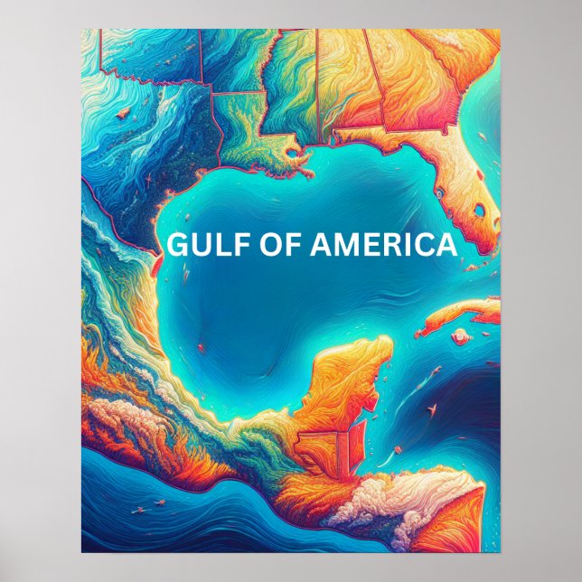 News gulf of america colorful map poster (Front)