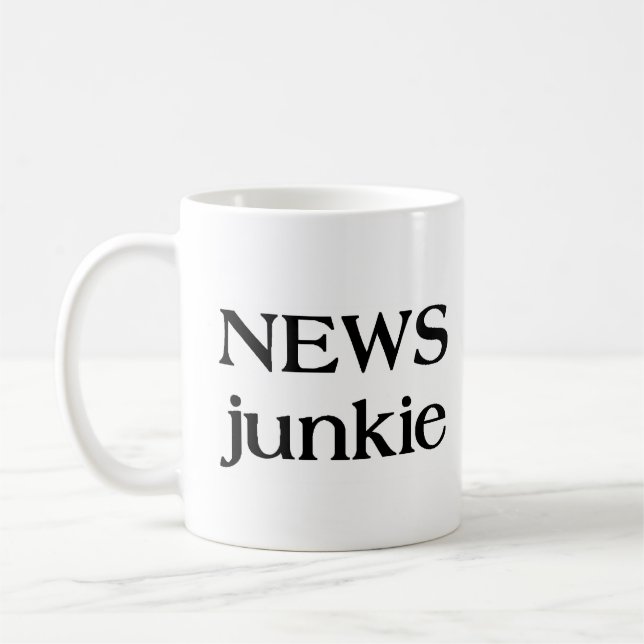 news junkie keychain coffee mug (Left)