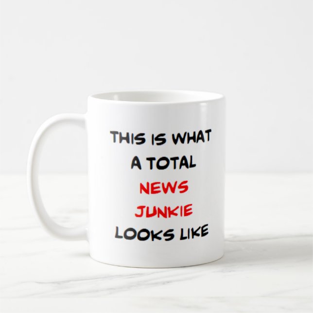 news junkie, total coffee mug (Left)