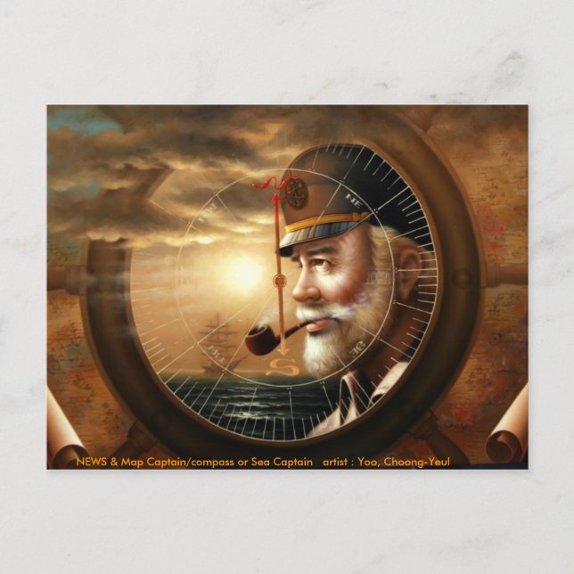 NEWS & Map Captain/compass or Sea Captain Postcard (Front)
