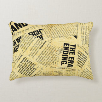 News paper text with old paper accent pillow