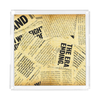 News paper text with old paper acrylic tray