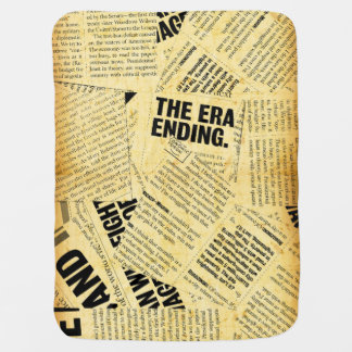 News paper text with old paper baby blanket