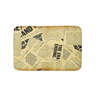 News paper text with old paper bath mat