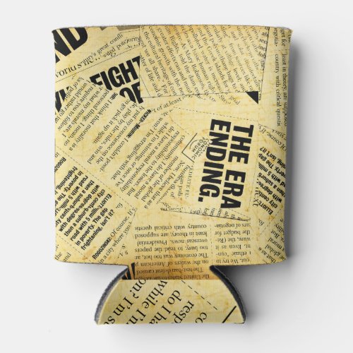News paper text with old paper can cooler