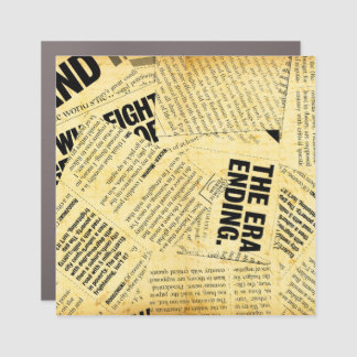 News paper text with old paper car magnet