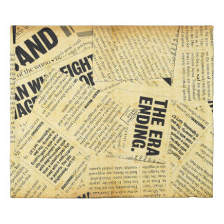 News paper text with old paper duvet cover