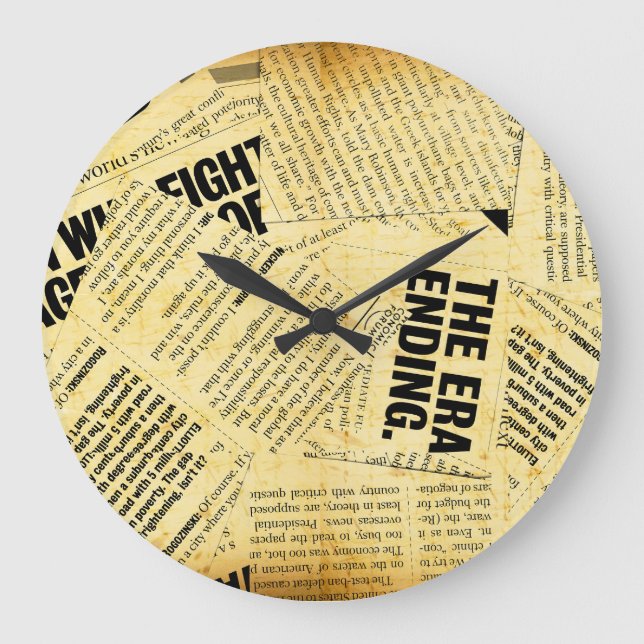 News paper text with old paper large clock (Front)