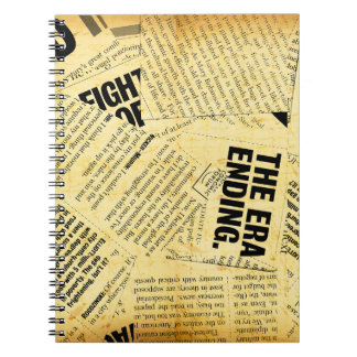 News paper text with old paper notebook