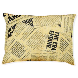 News paper text with old paper pet bed