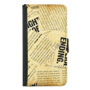 News paper text with old paper samsung galaxy s5 wallet case