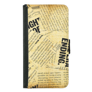 News paper text with old paper samsung galaxy s5 wallet case
