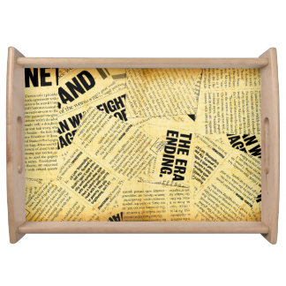 News paper text with old paper serving tray