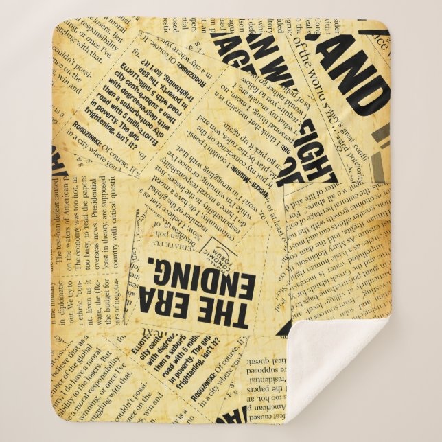News paper text with old paper sherpa blanket (Front)