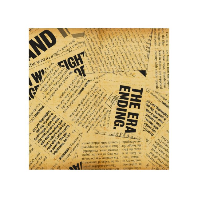 News paper text with old paper wood wall art (Front)