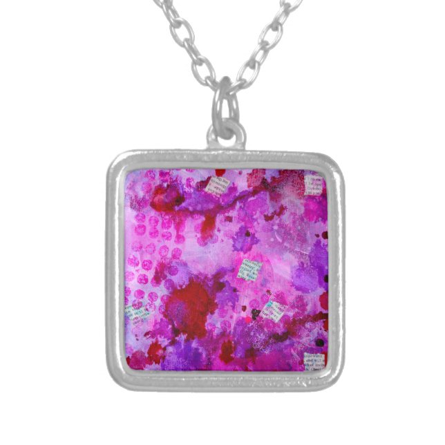 News pink silver plated necklace (Front)