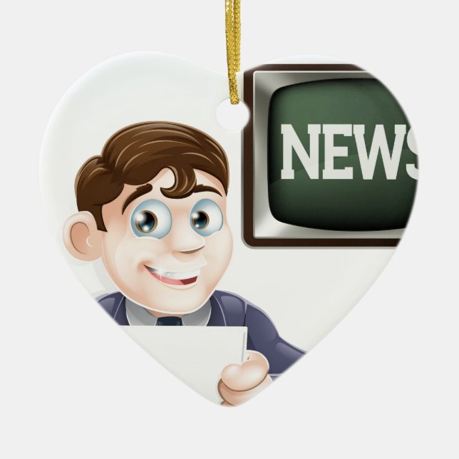 News reporter ceramic ornament (Front)