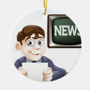 News reporter ceramic ornament