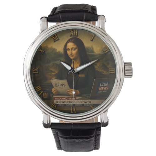 News Reporter Funny Mona Lisa Journalist Gift Watch