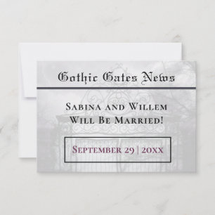News-Style Save-Our-Date Photo Gothic Themed Card