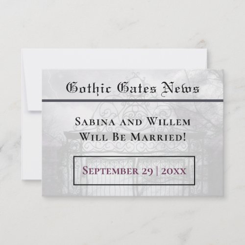 News_Style Save_Our_Date Photo Gothic Themed Card