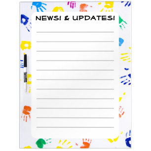 News & Updates! Lined Dry Erase Message Board