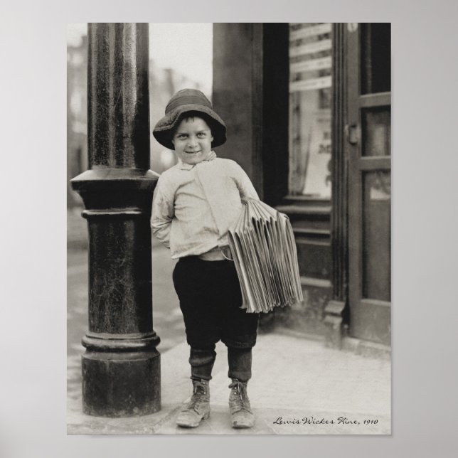 Newsboy in St. Louis by Lewis Wickes Hine, 1910 Poster (Front)