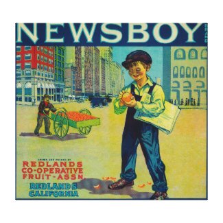 Newsboy Orange LabelRedlands, CA Canvas Print