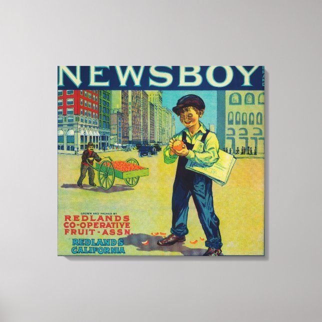 Newsboy Orange LabelRedlands, CA Canvas Print (Front)