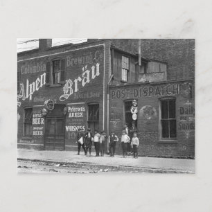 Newsboys Outside a Saloon, 1910 Postcard