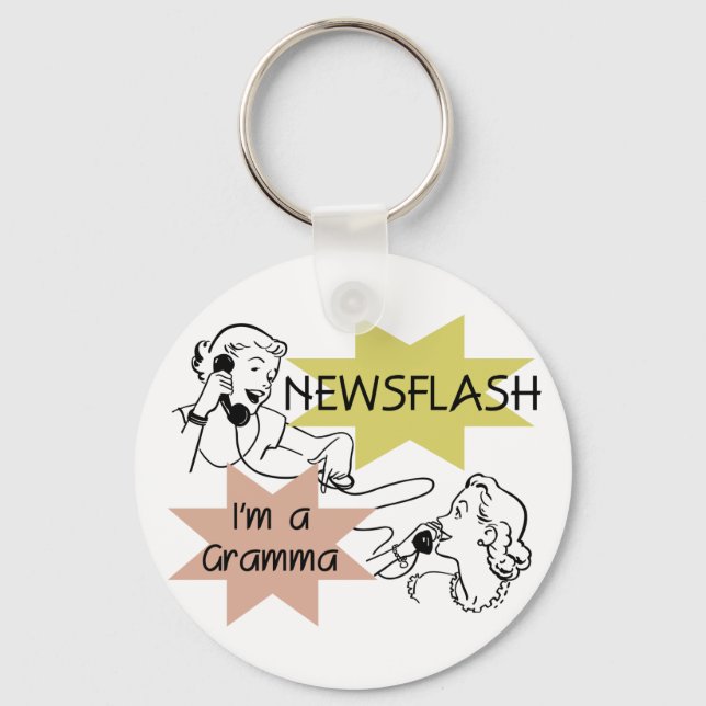 Newsflash I'm a Gramma T-shirts and Gifts Keychain (Front)