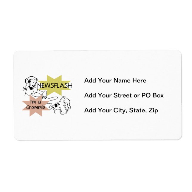 Newsflash I'm a Grammie T-shirts and Gifts Label (Front)