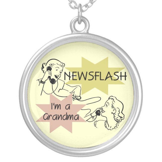 Newsflash I'm a Grandma T-shirts and Gifts Silver Plated Necklace (Front)